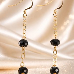 Pendientes Cadena Piedra Negra